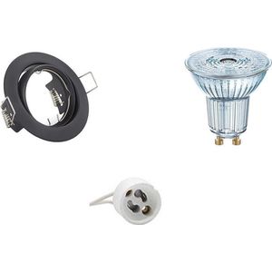 LED Spot Set - OSRAM Parathom PAR16 927 36D - GU10 Fitting - Dimbaar - Inbouw Rond - Mat Zwart - 5.5W - Warm Wit 2700K - Kantelbaar Ø83mm