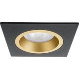 Spot Armatuur 10 Pack - Pragmi Rodos Pro - GU10 Inbouwspot - Vierkant - Zwart/Goud - Aluminium - 93mm