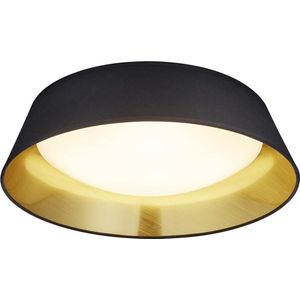 LED Plafondlamp - Plafondverlichting - Torna Pinton - 18W - Warm Wit 3000K - Rond - Mat Zwart - Textiel