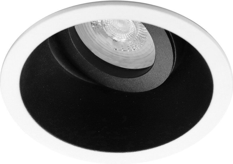 Spot - Pragmi Zano Pro - GU10 Inbouwspot - Rond - Zwart/Wit - Aluminium - Kantelbaar - Ø93mm