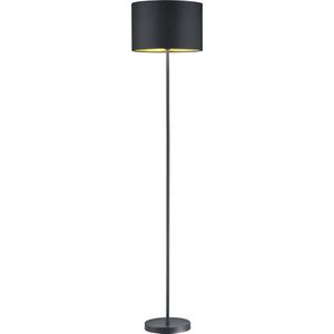 LED Vloerlamp - Torna Hostons - E27 Fitting - Rond - Mat Zwart - Aluminium