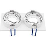 Spot - Pragmi Borny Pro - GU10 Inbouwspot - Rechthoek Dubbel - Wit - Aluminium