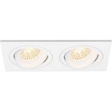 Spot - Pragmi Borny Pro - GU10 Inbouwspot - Rechthoek Dubbel - Wit - Aluminium