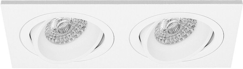 Spot - Pragmi Borny Pro - GU10 Inbouwspot - Rechthoek Dubbel - Wit - Aluminium