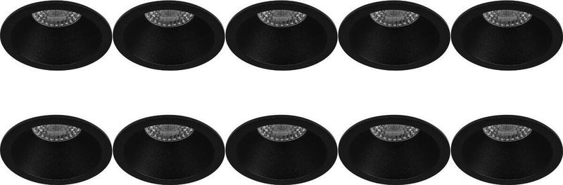 Spot Armatuur - Pragmi Pollon Pro - GU10 Inbouwspot - Rond - Zwart - Aluminium - Verdiept - Ø82mm