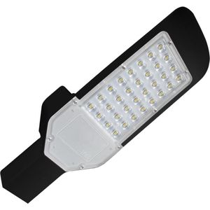 LED Straatlamp - Straatverlichting - Orny - 30W - Helder/Koud Wit 6400K - Waterdicht IP65 - Mat Zwart - Aluminium