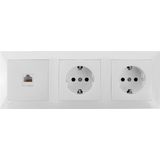Aigi Cika - Inbouw - Wandcontactdoos - Wit - 2-voudig Stopcontact - 1-voudig UTP CAT5E - Randaarde - Incl. Afdekraam