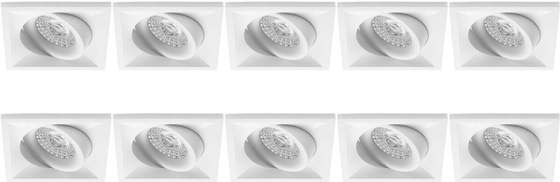 Spot Armatuur - Wit - Pragmi Qiundo Pro - GU10 Inbouwspot - Vierkant - Aluminium - Kantelbaar - 80mm