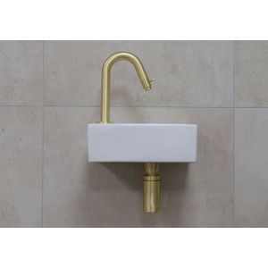 Mueller Rhea XXS fonteinsetje wit glans met gebogen messing kraan links