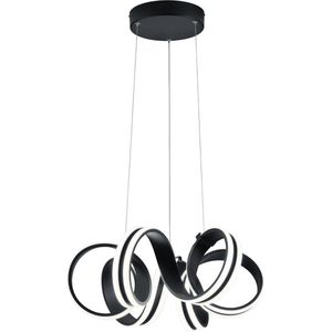LED Hanglamp - Torna Katra - 38W - Warm Wit 3000K - Dimbaar - Rond - Mat Zwart - Aluminium