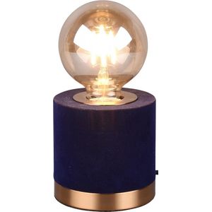 LED Tafellamp - Tafelverlichting - Torna Juda - E27 Fitting - Rond - Mat Blauw - Textiel