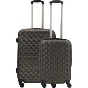 SB Travelbags kofferset - 2 delige 'Expandable' koffer - Donker Grijs - 65cm/55cm