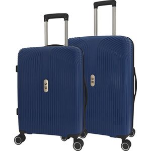 SB Travelbags 2 delige bagage kofferset 4 dubbele wielen trolley - Blauw - 65cm/55cm - TSA slot