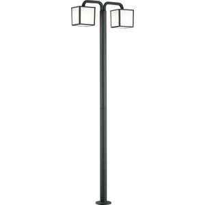 LED Tuinverlichting - Buitenlamp - Torna Cubirino - Staand - 5W - E27 Fitting - 2-lichts - Mat Zwart - Aluminium