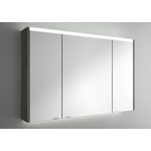 Muebles Ally spiegelkast met verlichting bovenkant 103x66cm zwart eiken