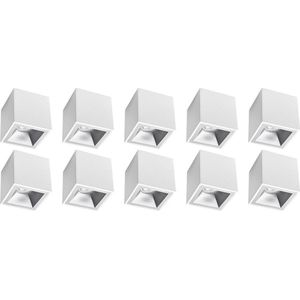 Pragmi - Cliron Pro - Opbouwspot - Mat Wit/Zilver - GU10 Fitting - Aluminium