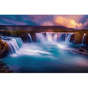 MyHobby Borduurpakket – Watervallen bij schemering 60×40 cm - Aida borduurstof 5,5 kruisjes/cm (14 count) - Telpatroon - Borduurgaren - Borduurnaald - Handleiding - Voor Beginners & Gevorderden - Complete borduurset