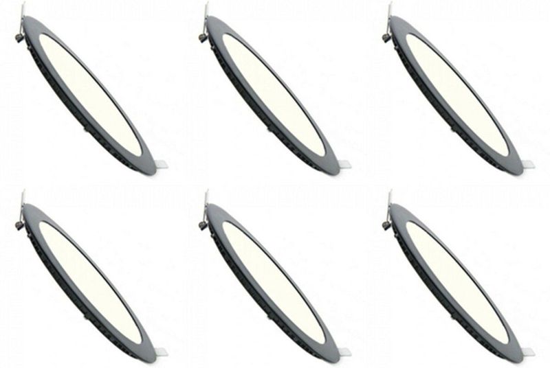 LED Downlight Slim 6 Pack - Inbouw - Dimbaar - Natuurlijk Wit 4200K - Rond - Mat Zwart - Aluminium - Ø83mm