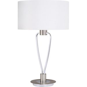 LED Tafellamp - Tafelverlichting - Torna Hilton - E27 Fitting - Rond - Mat Nikkel - Aluminium