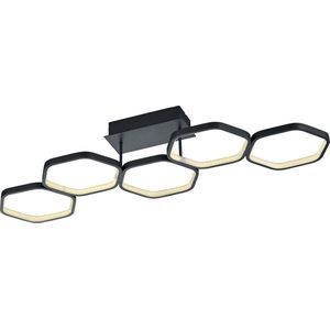 LED Plafondlamp - Torna Vigon - 24W - Warm Wit 3000K -  Dimbaar - Rechthoek - Mat Antraciet - Aluminium