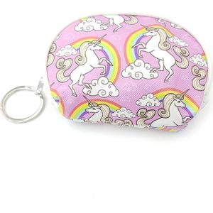 Unicorn portemonnee etui voor kinderen met rits en sleutelring - roze