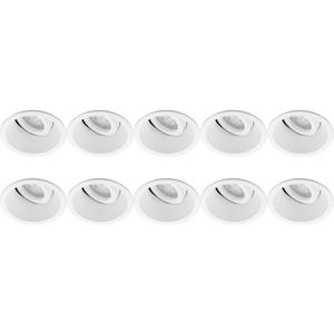 Pragmi Zano Pro - GU10 Inbouwspot - Rond - Wit - Aluminium - Kantelbaar - Ø93mm - 10 Pack