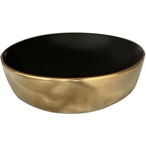 SaniGoods Bella waskom 41x13cm mat zwart/goud