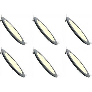 LED Downlight Slim 6 Pack - Inbouw Rond 3W - Dimbaar - Warm Wit 2700K - Mat Zwart Aluminium - Ø83mm