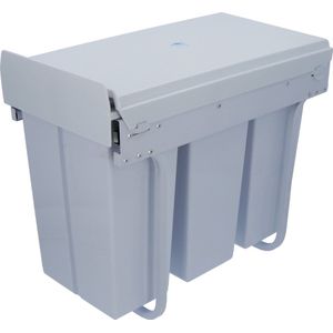4cookz® Trio Inbouw Prullenbak Afvalscheiding 26 cm - 3x 10 liter - Wit