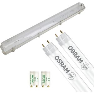 LED TL Armatuur met T8 Buis - OSRAM SubstiTUBE Value EM 830 - Aigi Hari - 120cm Dubbel - 32.4W - Warm Wit 3000K