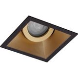 Spot Armatuur - Pragmi Zano Pro - GU10 Inbouwspot - Zwart/Goud - Aluminium - Kantelbaar - 93mm
