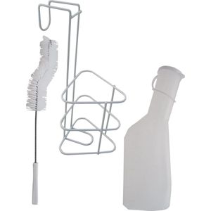 Urinaalset man (urinaal, urinaalhouder en urinaalborstel set)