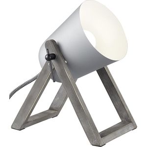 LED Tafellamp - Tafelverlichting - Torna Maryla - E27 Fitting - Rond - Mat Grijs - Hout
