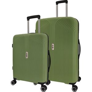 SB Travelbags 2 delige bagage kofferset 4 dubbele wielen trolley - Groen - 75cm/55cm - TSA slot