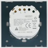 Smart WiFi Wandcontactdoos - Wit - Glas - Geaard met Kinderbeveiliging