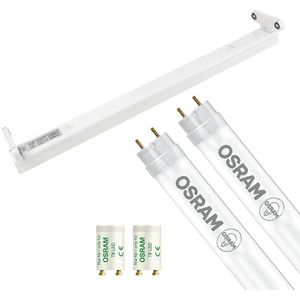LED TL Armatuur met T8 Buis - OSRAM SubstiTUBE Value EM 840 - Aigi Dybolo - 60cm Dubbel - 15.2W - Natuurlijk Wit 4000K