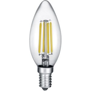 LED Lamp - Kaarslamp - Filament - Trion Kurza - 4W - E14 Fitting - Warm Wit 2700K - Dimbaar - Transparent Helder - Glas