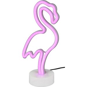 LED Tafellamp - Torna Flamingo - 1W - USB - Rond - Mat Wit - Kunststof