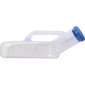 Urinaal met handvat heren / mannen met deksel - transparant kunststof - 1000ml - urinefles