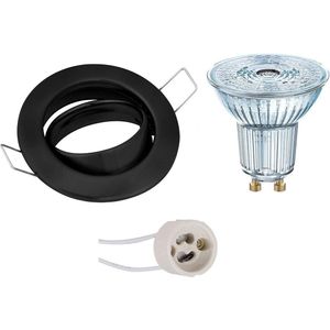 LED Spot Set - OSRAM Parathom PAR16 927 36D - GU10 Fitting - Dimbaar - Inbouw Rond - Mat Zwart - 3.7W - Warm Wit 2700K - Kantelbaar Ø82mm