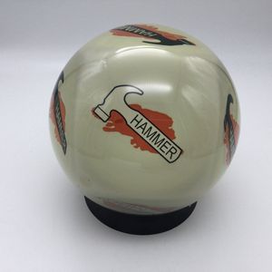 Bowling Bowlingbal Hammer, 'Cube' , polyester bal, kleur doorzichtig met dobbelsteen met 2 verschillende hammer logo's, 13 pond , Ongeboord, zonder gaten