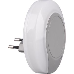 Stekkerlamp - Stekkerspot met Dag en Nacht Sensor Incl. Schakelaar - Torna Jiko - 0.4W - Warm Wit 3000K - Rond - Mat Grijs - Kunststof