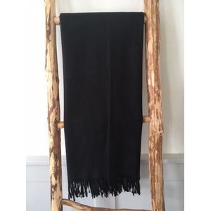 Sjaal | 80 x 180cm | Shawl | Zwart | Wol,Katoen,Viscose | Fashion Accessoire | Mode