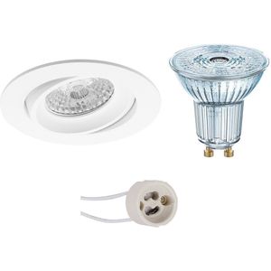 Voordeelset: LED Spot Set - LEDVANCE Parathom PAR16 930 36D - Pragmi Delton Pro - GU10 Fitting - Dimbaar - Inbouw Rond - Mat Wit - 3.4W - Warm Wit 3000K - Kantelbaar - Ø82mm