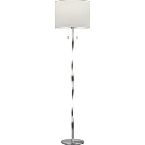 LED Vloerlamp - Torna Ninda - E27 Fitting - 14W - Warm Wit 3000K - Rond - Mat Nikkel - Aluminium