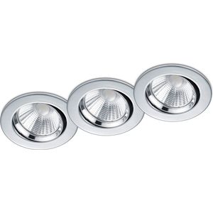 Trion Paniro - Inbouwspot - Mat Chroom - Rond - 5W - Dimbaar - Warm Wit 3000K - Ø80mm
