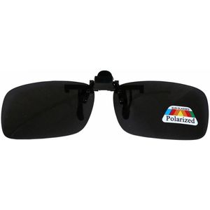 Clip On Zonnebril - Voorzet - Voorzetbril - Overzet - Nachtbril - Gepolariseerd - Opzet Zonnebril - Rechthoek Model - Zwart