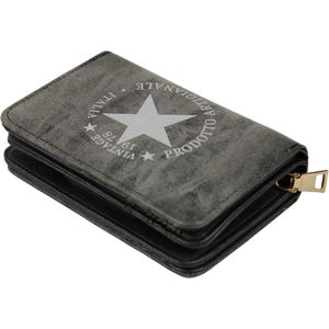 Compacte dames portemonnee | Kleine portefeuille | Mini wallet | Ritsportemonnee |K600 Grijs met Witte ster