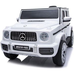 Mercedes-Benz G63 AMG 12V Accu auto Elektrische Kinderauto met Lerenzitje, Rubberen Banden, Bluetooth en Afstandsbediening (FULL OPTION) (Wit)