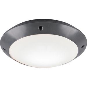 LED Plafondlamp - Torna Camiro - Opbouw Rond - Waterdicht IP54 - E27 Fitting - Mat Zwart - Kunststof